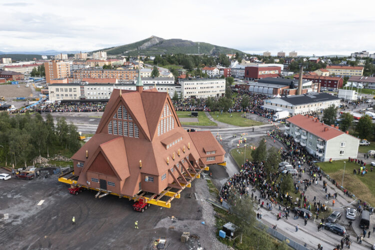 A Swedish church is being moved down the road before a mine swallows its town